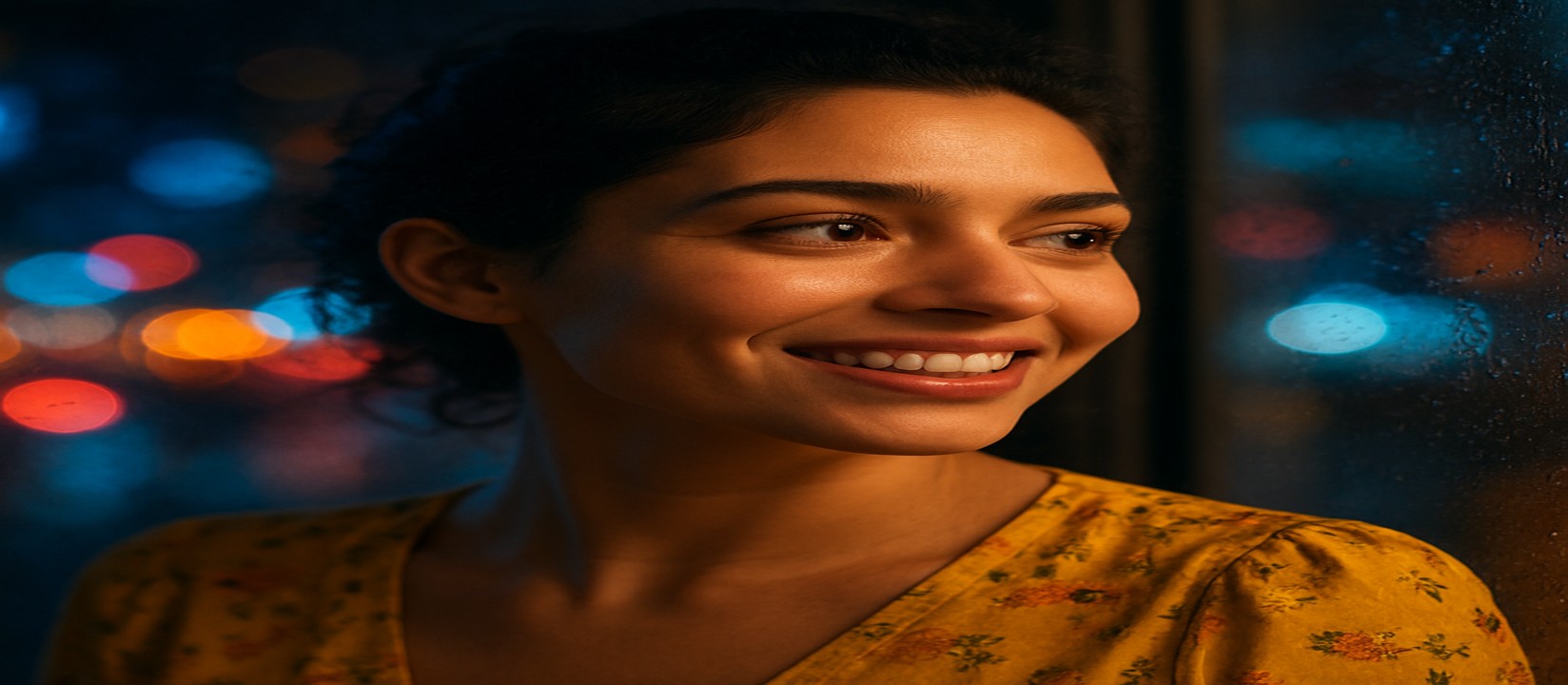 উজ্জ্বল গেমিং প্ল্যাটফর্মে আর্কেড মেশিনটির পাশে হাসিখুশি এক তরুণী